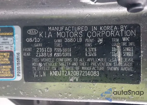2011 Kia Soul + from USA, damaged, VIN KNDJT2A20B7214083